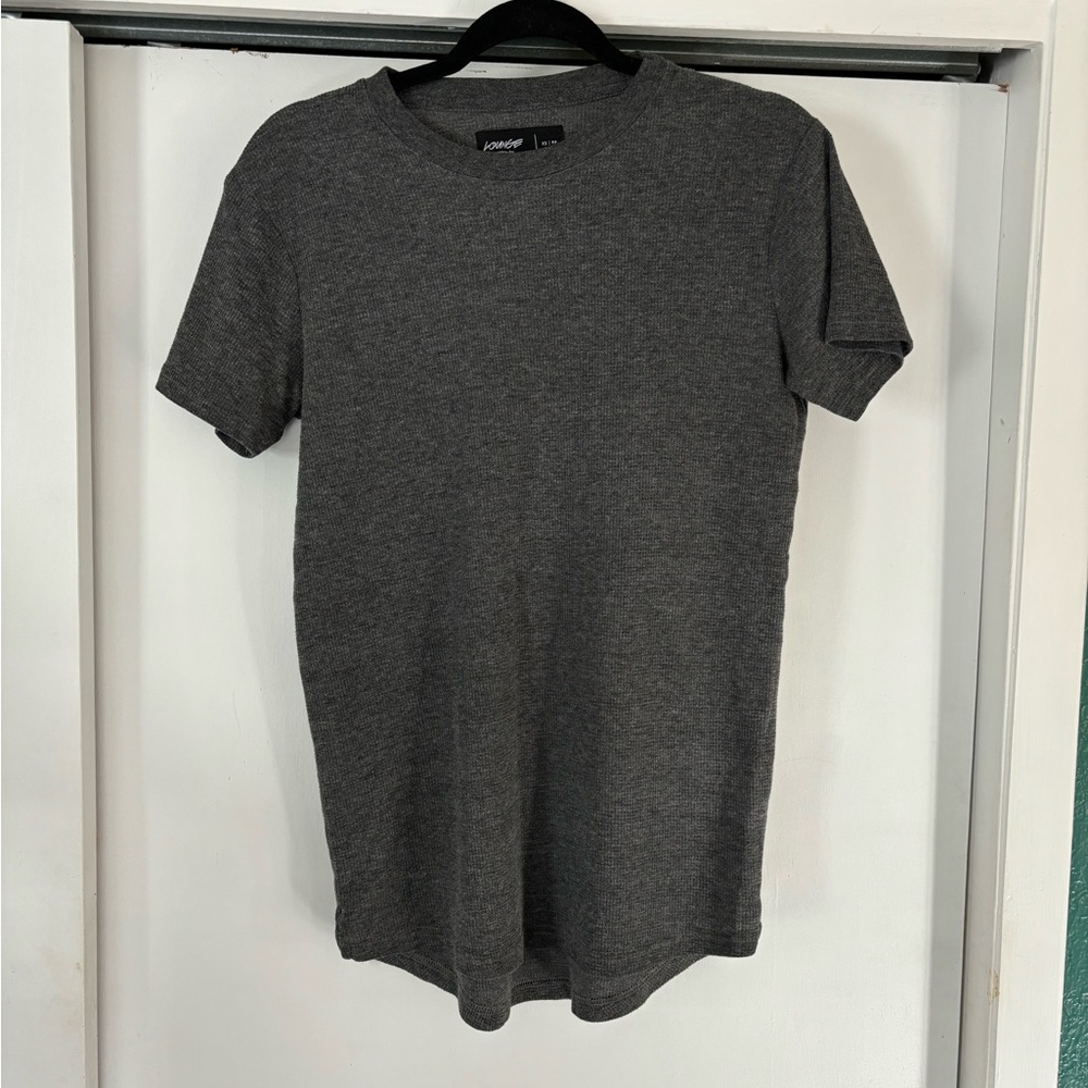 Men’s Cotton On Lounge dark grey gray waffle knit t shirt tee XS